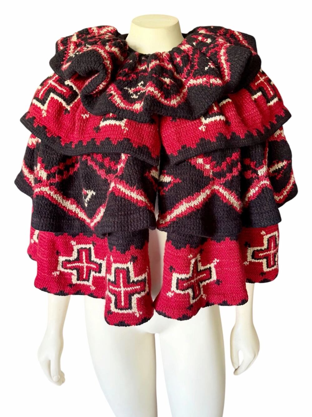 Ralph Lauren Western Southwestern Cross Geometric Heavy Knit Cape Poncho 2012